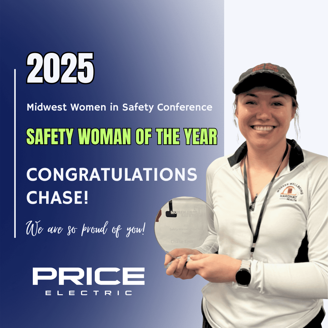 Photo of Chase holding the Safety Woman of the Year Award.